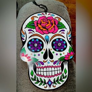 Mexican Day of The Dead - Día de muertos Sugar Skull Wood Wall Sign